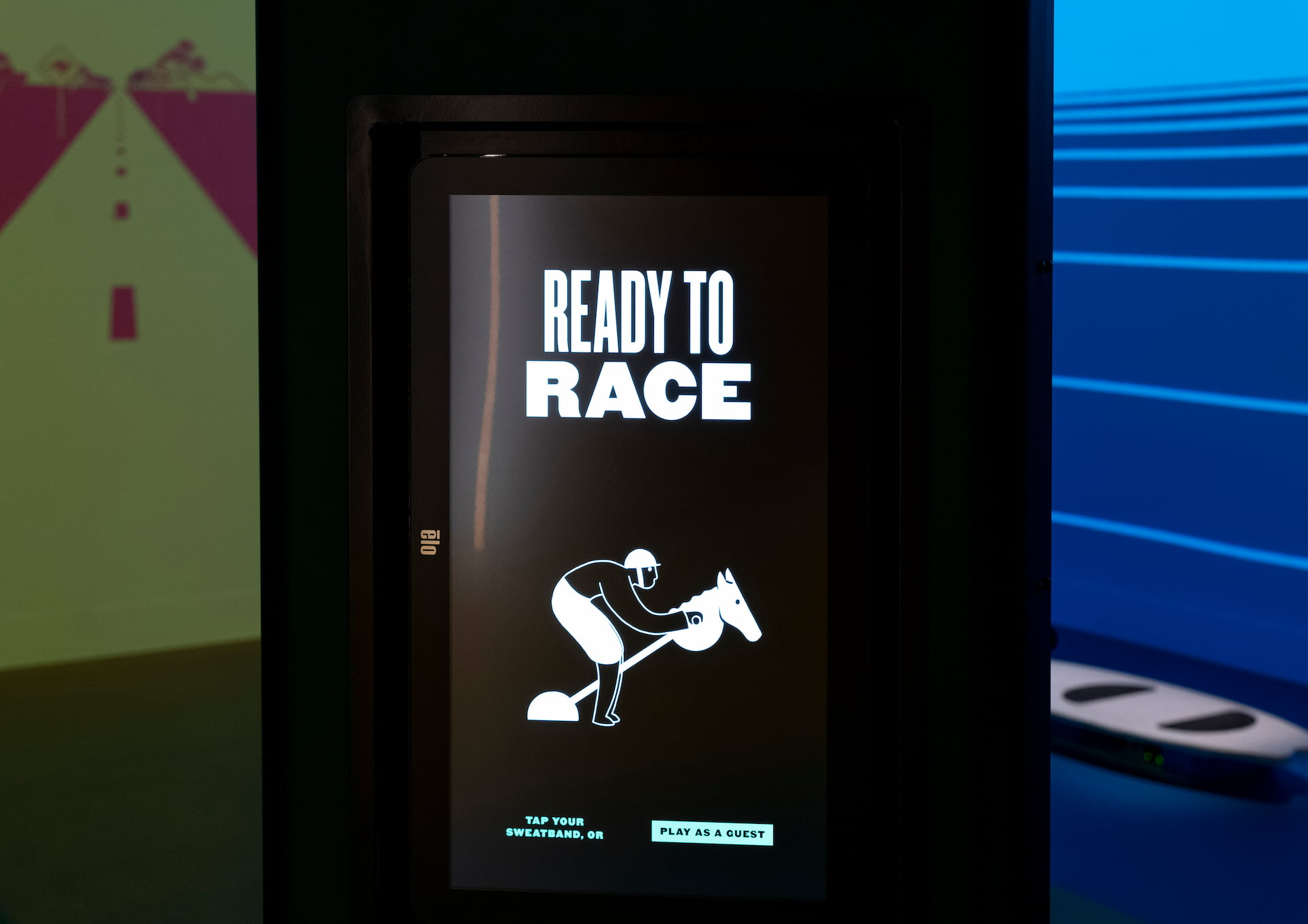 Screen reads Ready to Race above a cartoon jockey.
